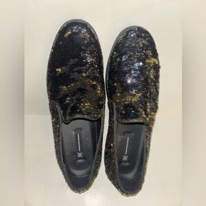 Men's Black and Gold  INC Flash Sequin Slip-On Sneakers Size 8 M USA